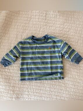 Baby Gap Long Sleeve Heavy Tee | 18-24 months | Blue and Green Striped